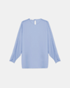Lafayette 148 Organic Silk Georgette Button Sleeve Blouse In Wild Bluet