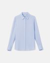 Lafayette 148 Silk Georgette Button Blouse In Wild Bluet