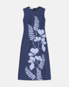 LAFAYETTE 148 FLORA PRINT VISCOSE-LINEN SLEEVELESS DRESS