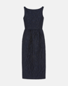 Lafayette 148 Flora Bloom Cloqué Jacquard Cotton-silk Midi Dress In Midnight Blue