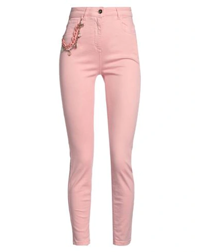 Elisabetta Franchi Woman Jeans Salmon Pink Size 26 Cotton, Elastomultiester, Elastane