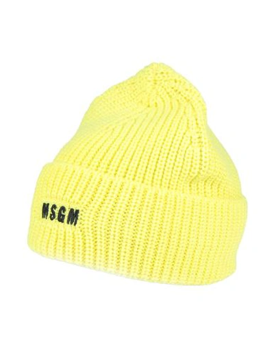 Msgm Babies'  Toddler Hat Yellow Size 4 Virgin Wool, Acrylic