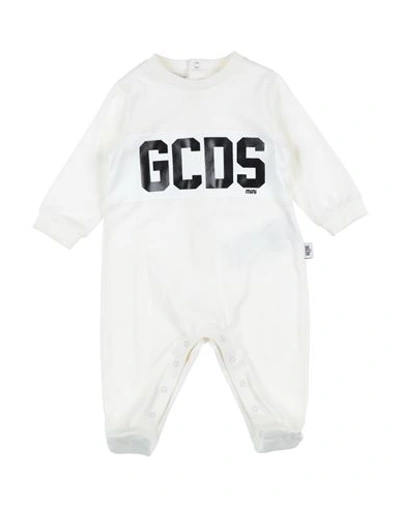 Gcds Mini Newborn Baby Jumpsuits & Overalls Cream Size 3 Cotton, Elastane In White
