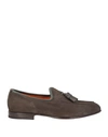 Santoni Man Loafers Lead Size 12 Soft Leather In Grey