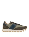 Tod's Man Sneakers Military Green Size 7 Soft Leather, Textile Fibers