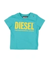 Diesel Babies'  Newborn T-shirt Turquoise Size 3 Cotton In Blue