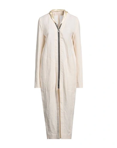 Rick Owens Woman Overcoat & Trench Coat Ivory Size 4 Linen, Wool, Viscose In White