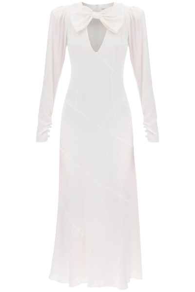 Alessandra Rich Long Dress In Silk Satin In White