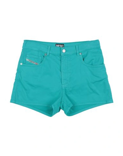 Diesel Kids'  Toddler Girl Shorts & Bermuda Shorts Turquoise Size 4 Cotton, Elastane, Bovine Leather In Blue