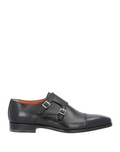 Santoni Man Loafers Black Size 11 Soft Leather