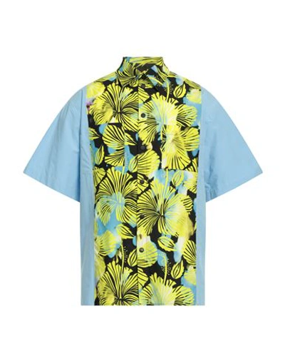 Msgm Man Shirt Light Blue Size 16 Cotton