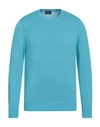 Drumohr Man Sweater Azure Size 36 Cotton In Blue