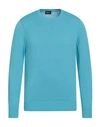 Drumohr Man Sweater Turquoise Size 40 Cotton In Blue
