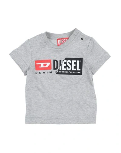 Diesel Babies'  Newborn T-shirt Light Grey Size 3 Cotton