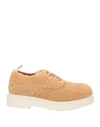 Buttero Man Lace-up Shoes Camel Size 12 Shearling In Beige
