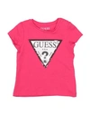 Guess Babies'  Newborn Girl T-shirt Fuchsia Size 3 Cotton, Elastane In Pink