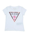Guess Newborn Girl T-shirt White Size 3 Cotton, Elastane In White