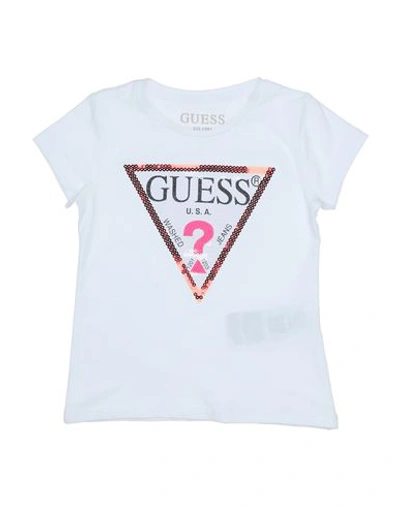 Guess Babies'  Newborn Girl T-shirt White Size 3 Cotton, Elastane
