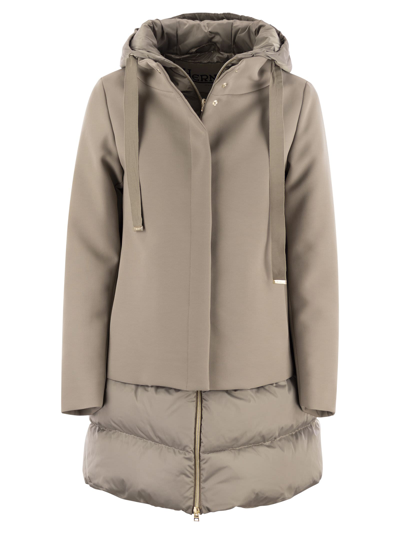 Herno A-shape Down Jacket With Hood In Turtledove