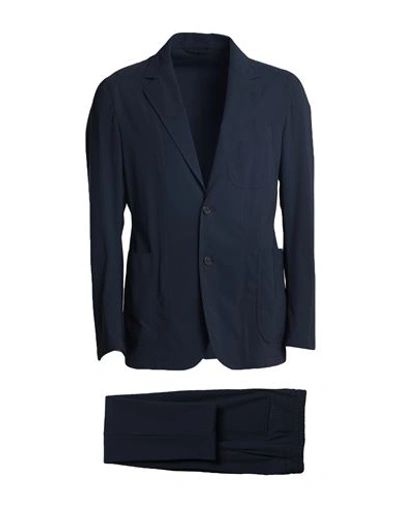 Caruso Man Suit Midnight Blue Size 36 Wool, Silk, Linen