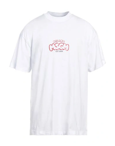 Msgm Man T-shirt White Size L Cotton