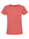 Majestic Crew Neck T Shirt In Linen And Short Sleeve