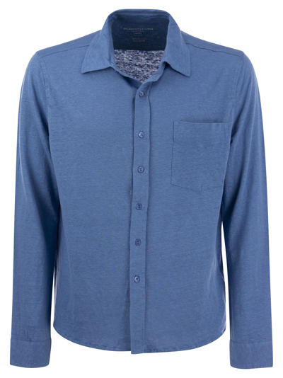 Majestic Long-sleeved Linen Shirt In Blue