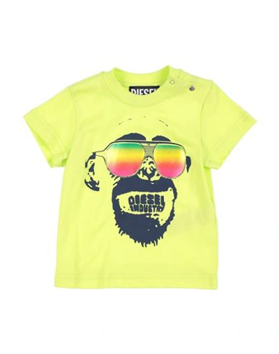 Diesel Babies'  Newborn Boy T-shirt Acid Green Size 3 Cotton