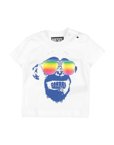 Diesel Babies' Cotton T-shirt With Graphic Print In White
