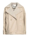 8pm Woman Jacket Taupe Size Xs Polyester, Polyurethane, Viscose In Grey