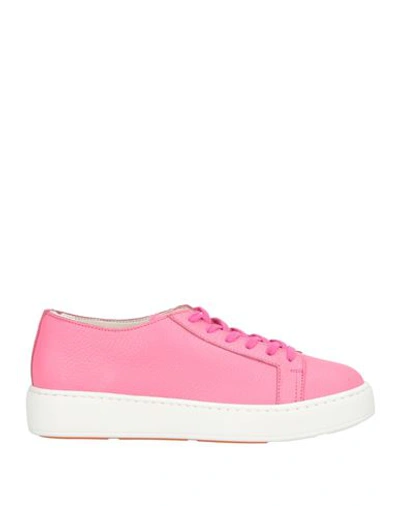 Santoni Woman Sneakers Fuchsia Size 10.5 Soft Leather In Pink