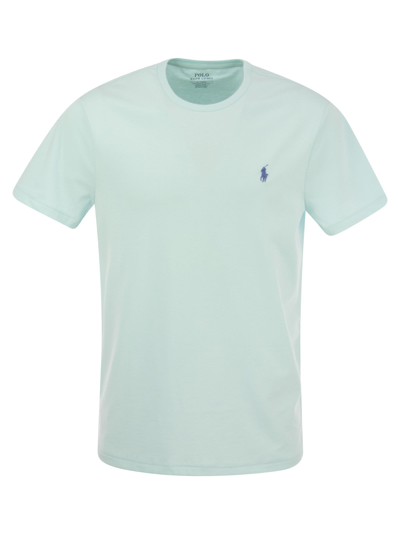Polo Ralph Lauren Custom Slim Fit Jersey T Shirt In Light Blue