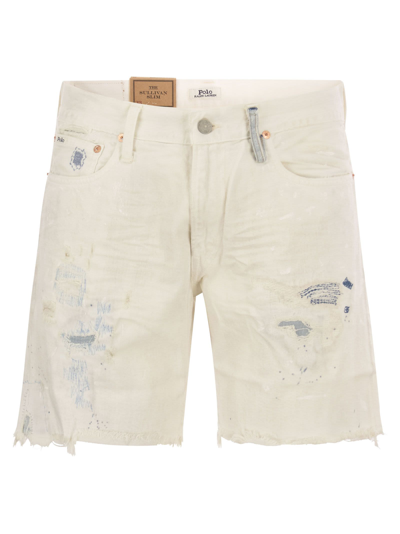 Polo Ralph Lauren Denim 5-pocket Bermuda Shorts In Blue White