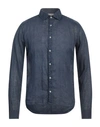 Rossopuro Man Shirt Navy Blue Size 15 Linen