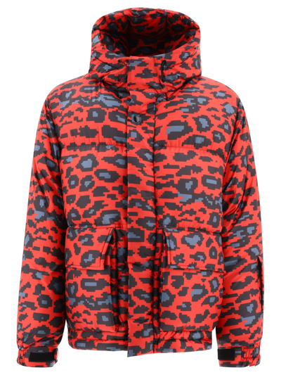 Undercover Printed Down Jacket In Red