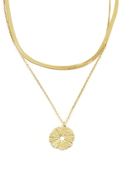 Panacea Burst Pendant Layered Chain Necklace In Gold