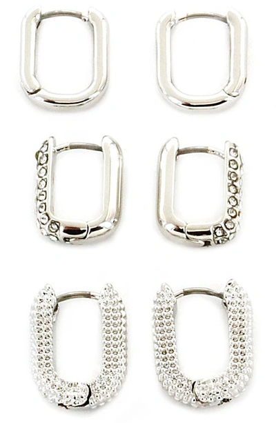 Panacea Assorted 3-pack Hoop Earrings In Silver