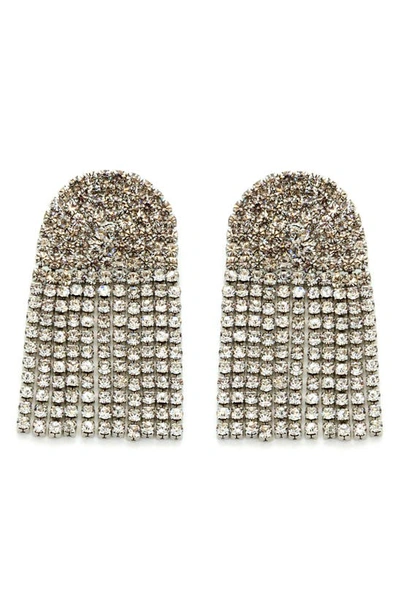 Panacea Crystal Fringe Drop Earrings In Silver