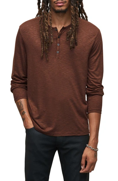 John Varvatos Danville Long Sleeve Slub Jersey Henley In Pruce