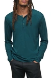 John Varvatos Danville Long Sleeve Slub Jersey Henley In Peacock Blue