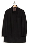 Hart Schaffner Marx Genoa Wool Blend Twill Coat In Black Twill