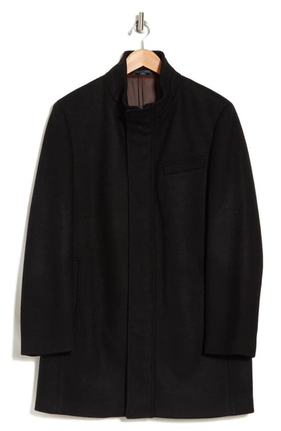 Hart Schaffner Marx Genoa Wool Blend Twill Coat In Black Twill