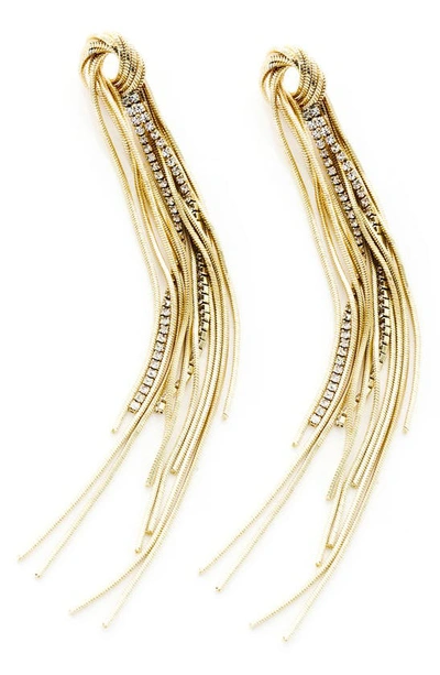 Panacea Knot Snake Chain Tassel Drop Earrings In Gold