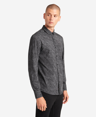 Kenneth Cole Stretch Print Button-down Shirt In Black