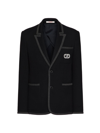 VALENTINO MEN'S SINGLE-BREASTED COTTON JERSEY JACKET WITH VLOGO SIGNATURE PATCH