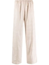 Totême Monogram Flannel Pj Bottoms Light Beige Melange In Light Beige