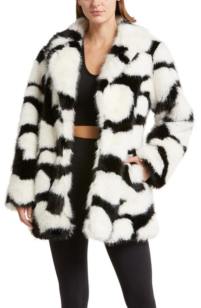 Blanc Noir Blair Faux Fur Coat In Black/ White