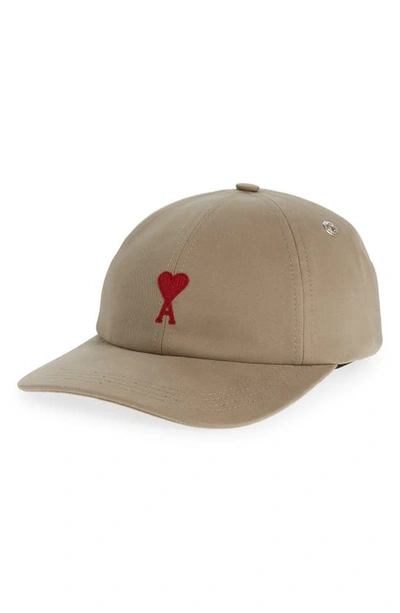 Ami Alexandre Mattiussi Ami Di Coeur Embroidered Baseball Cap In Argile