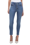 GOOD AMERICAN GOOD LEGS EXPOSED BUTTON CROP SKINNY JEANS