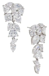 Nadri Deluxe Cluster Cubic Zirconia Drop Earrings In Rhodium